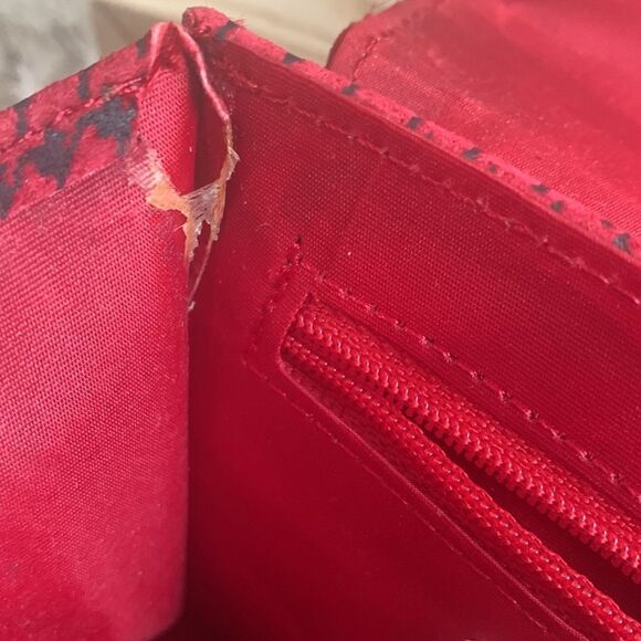 Vintage 80’s Chia Red/Black Leather Houndstooth Crossbody Mini Bag Made In Korea - Picture 15 of 17